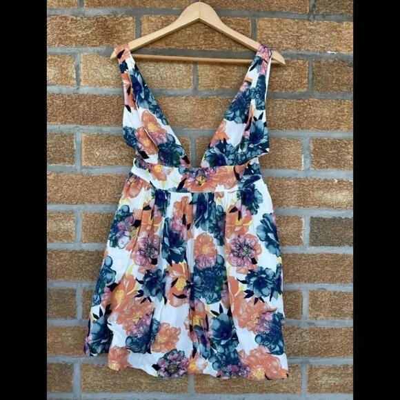 NBD Lightning White Floral Print Skater Dress M - Picture 13 of 14